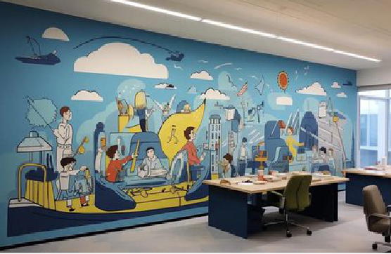 汝阳办公室墙绘的特点。